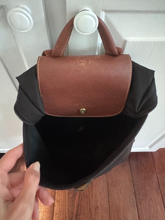 Longchamp Le Pliage Black Nylon Leather Backpack Authentic main image 5